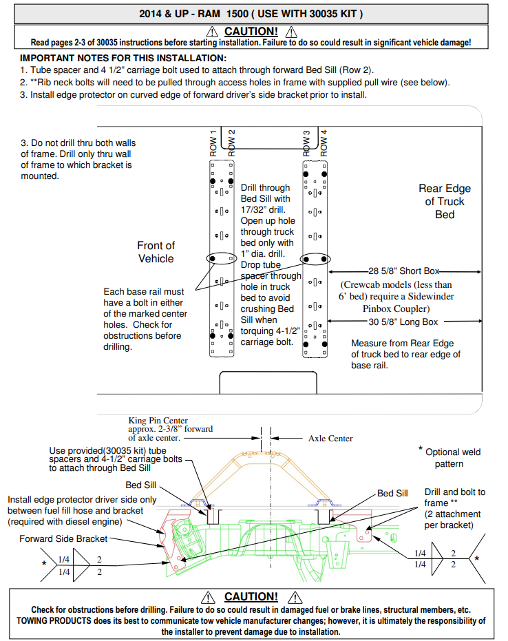5th Wheel and Gooseneck Hitch Parts,Rail Kits and Install Brackets