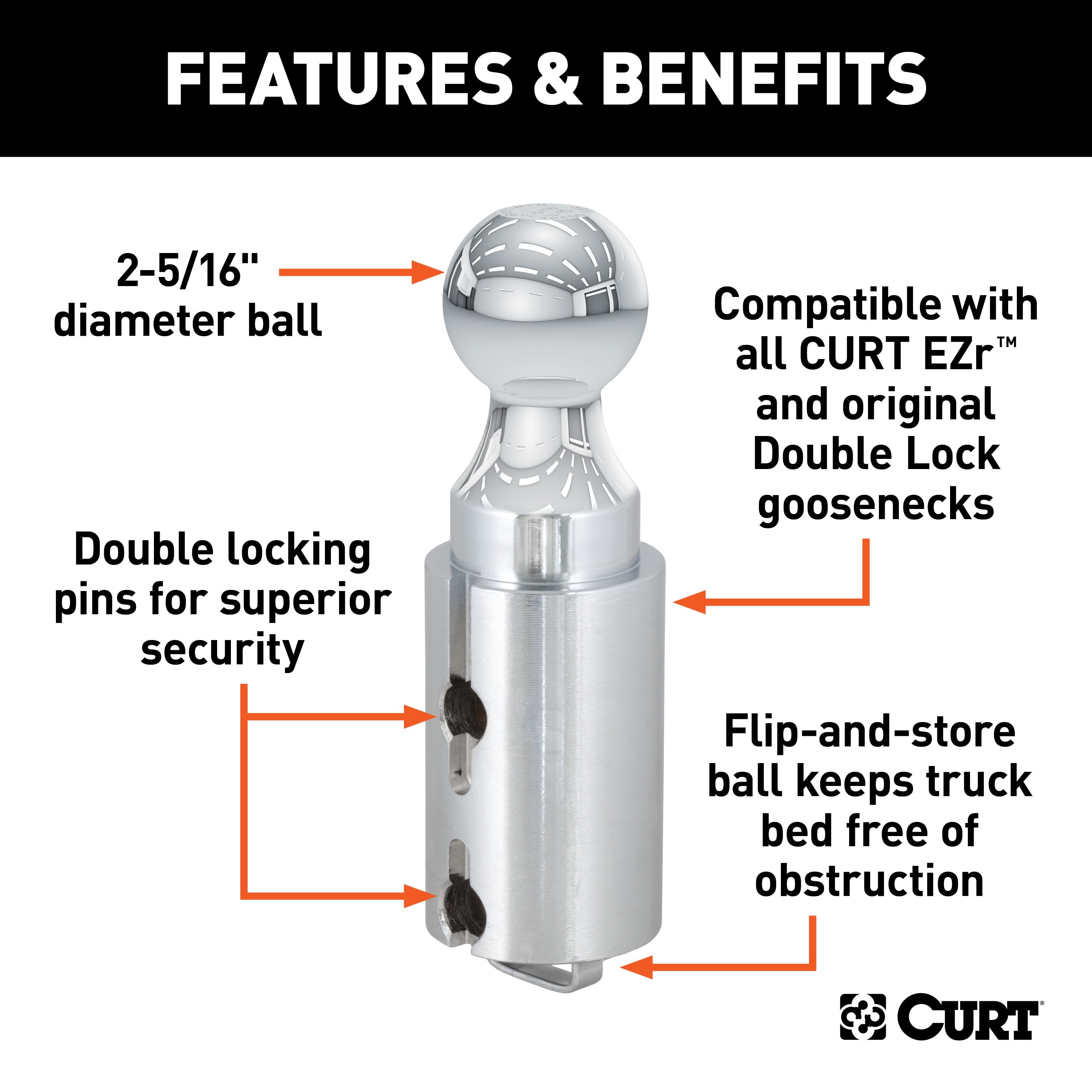 Trailer Hitch Ball,2-5/16 Inch Ball