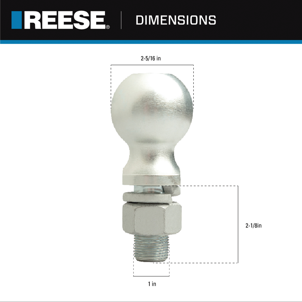 Trailer Hitch Ball,2-5/16 Inch Ball