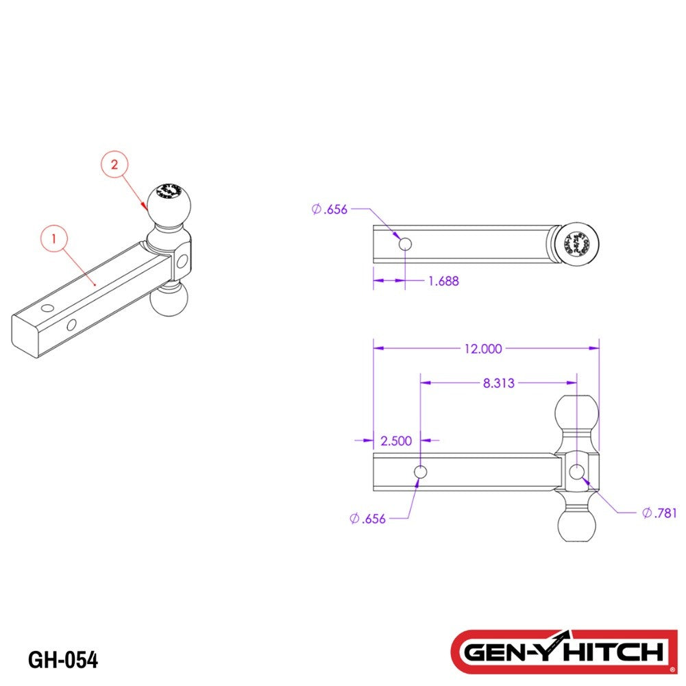 Trailer Hitch Ball Mount,Fixed Ball Mount