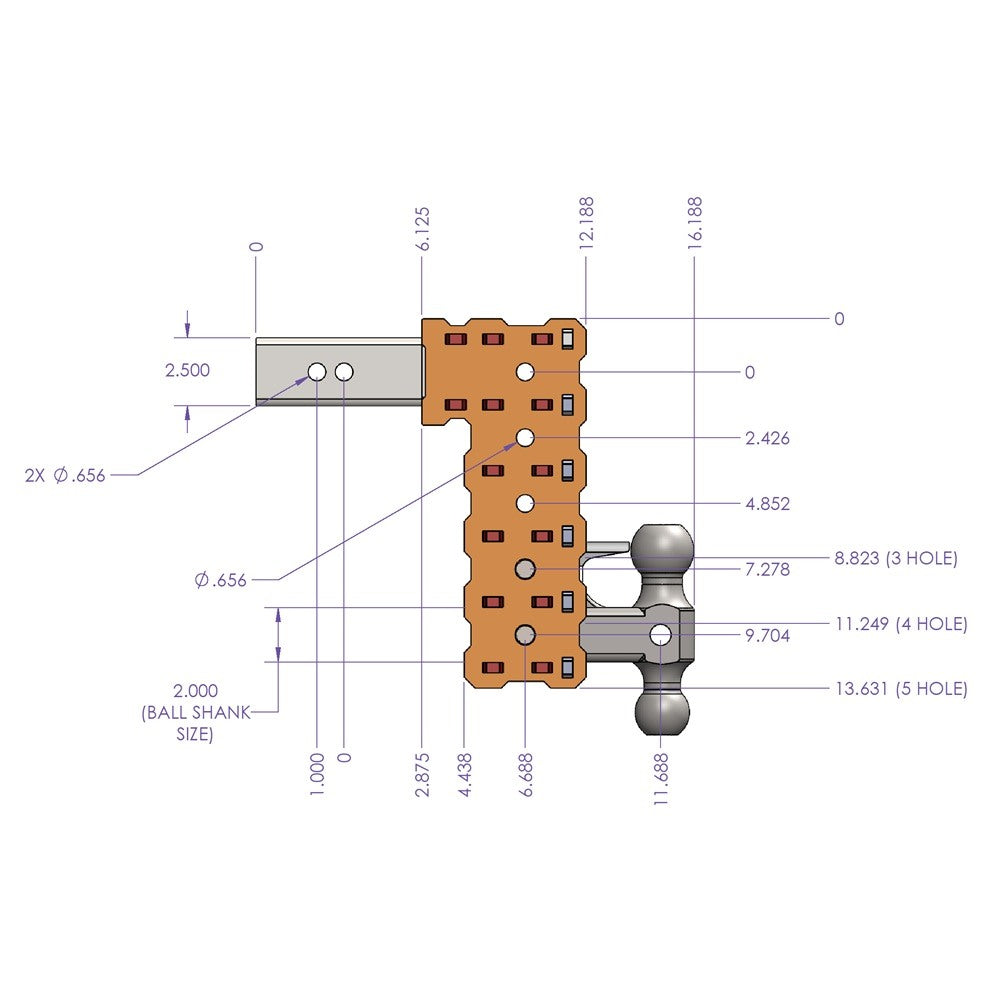 Trailer Hitch Ball Mount,Adjustable Ball Mount
