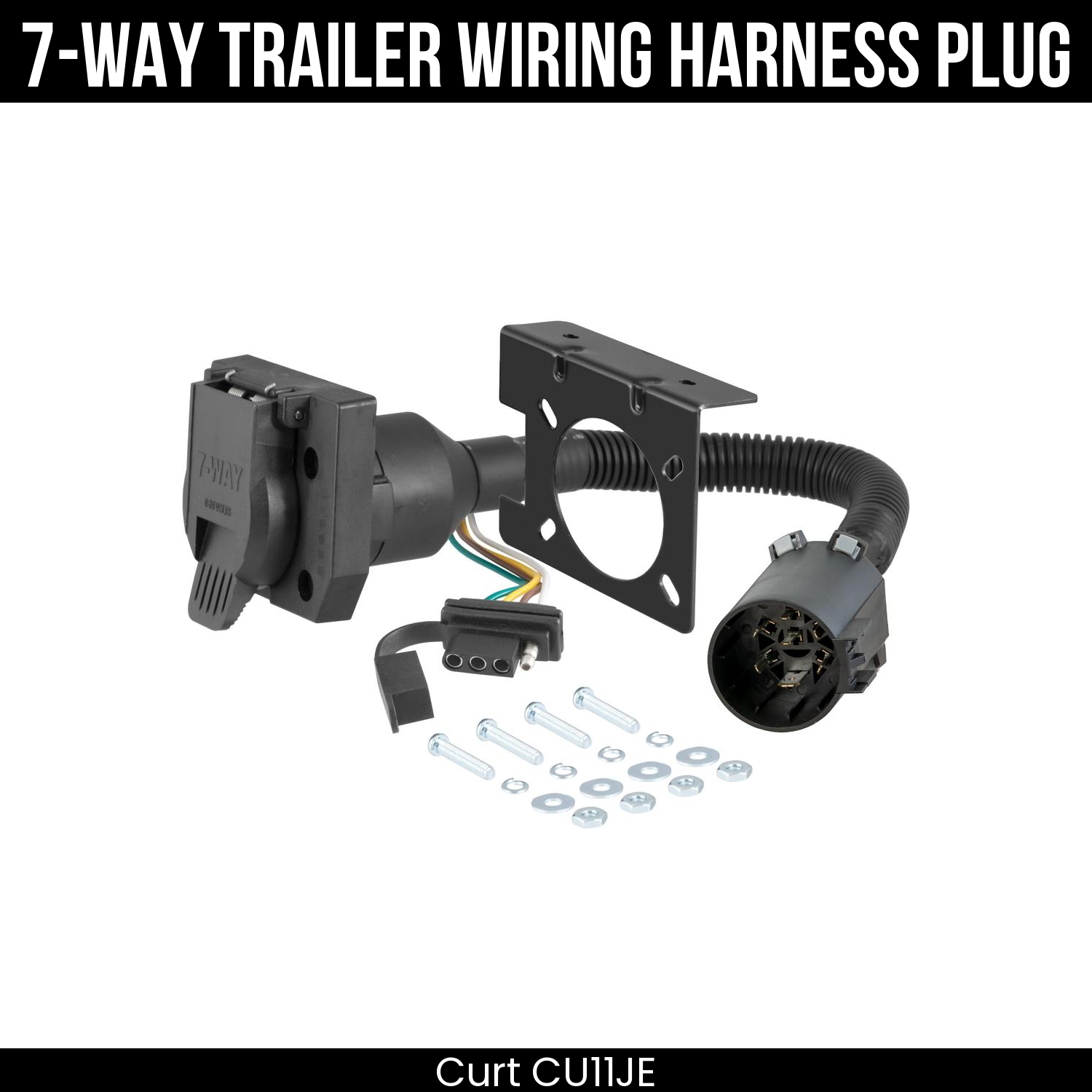 Trailer Wiring 7-Way Plug w/ Bracket