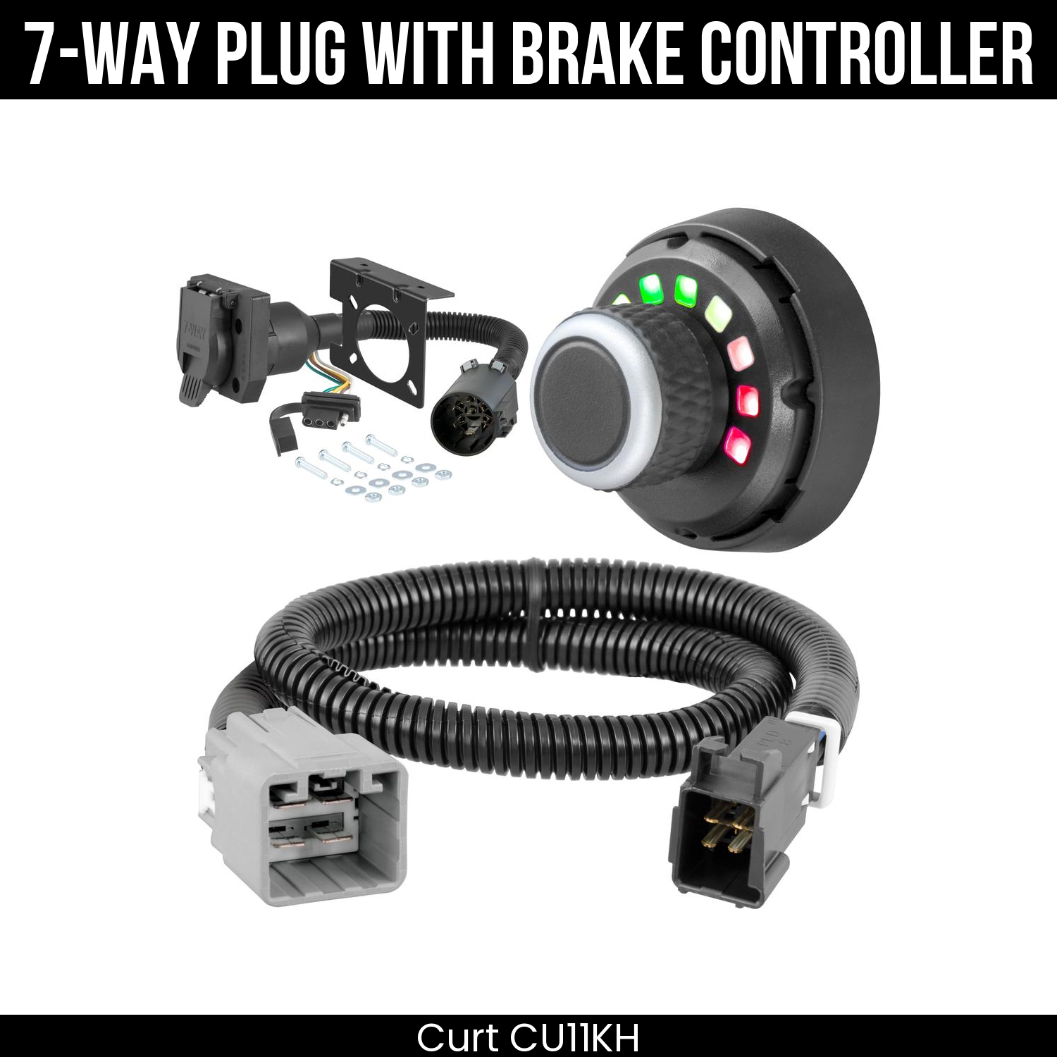 Trailer Wiring 7-Way Plug w/ Bracket , Spectrum Brake Control