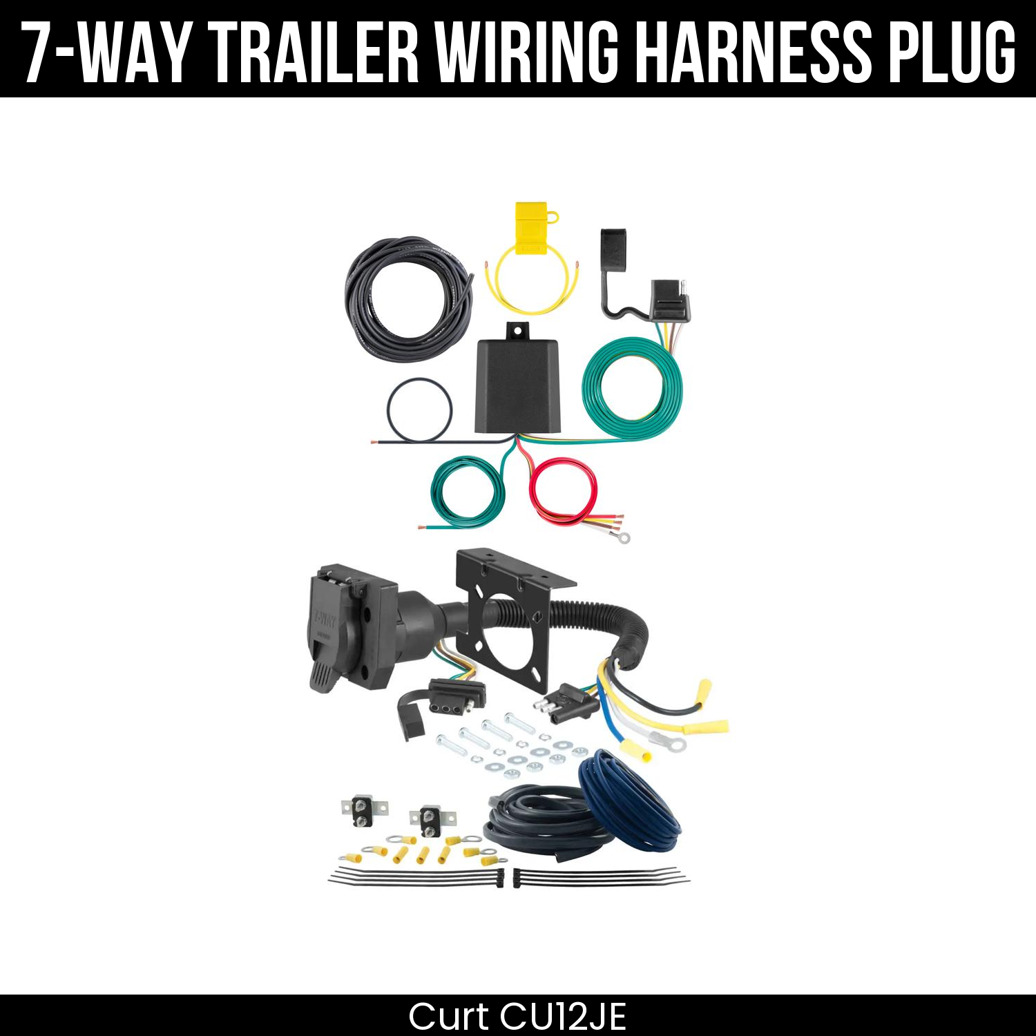 Trailer Wiring 7-Way Plug w/ Bracket