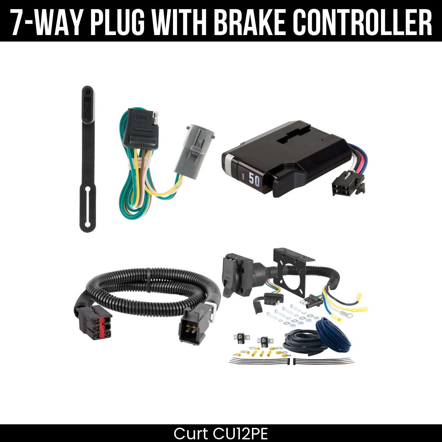Trailer Wiring 7-Way Plug w/ Bracket , TriFlex NEXT Brake Control