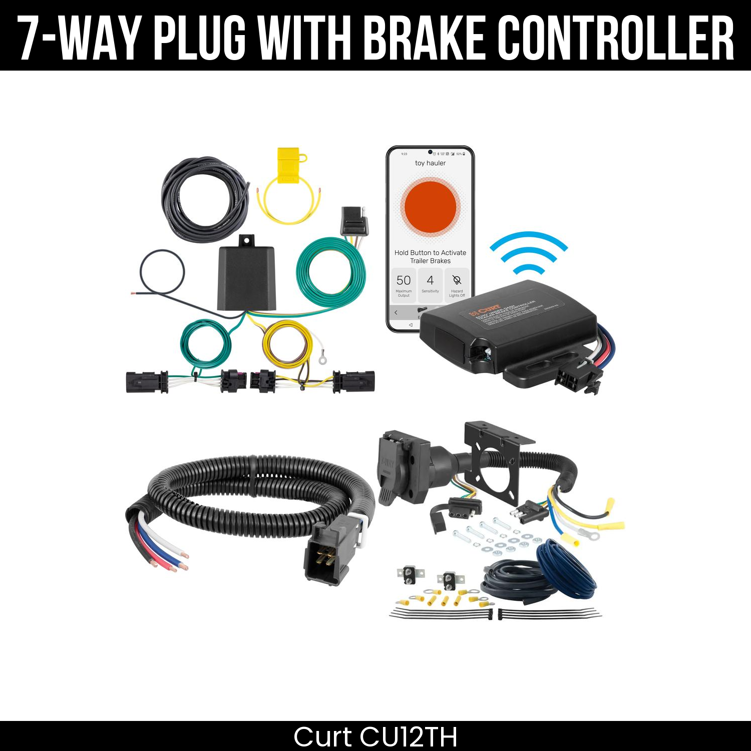 Trailer Wiring 7-Way Plug w/ Bracket , Echo Under-Dash Brake Control