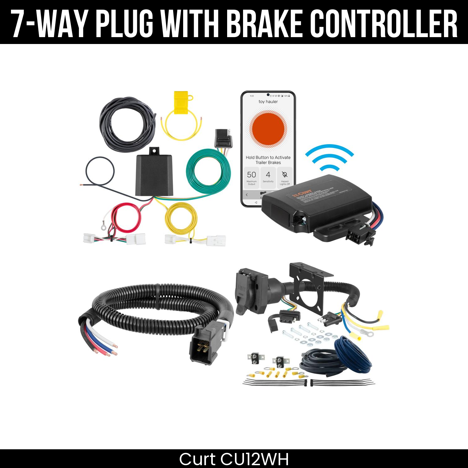 Trailer Wiring 7-Way Plug w/ Bracket , Echo Under-Dash Brake Control