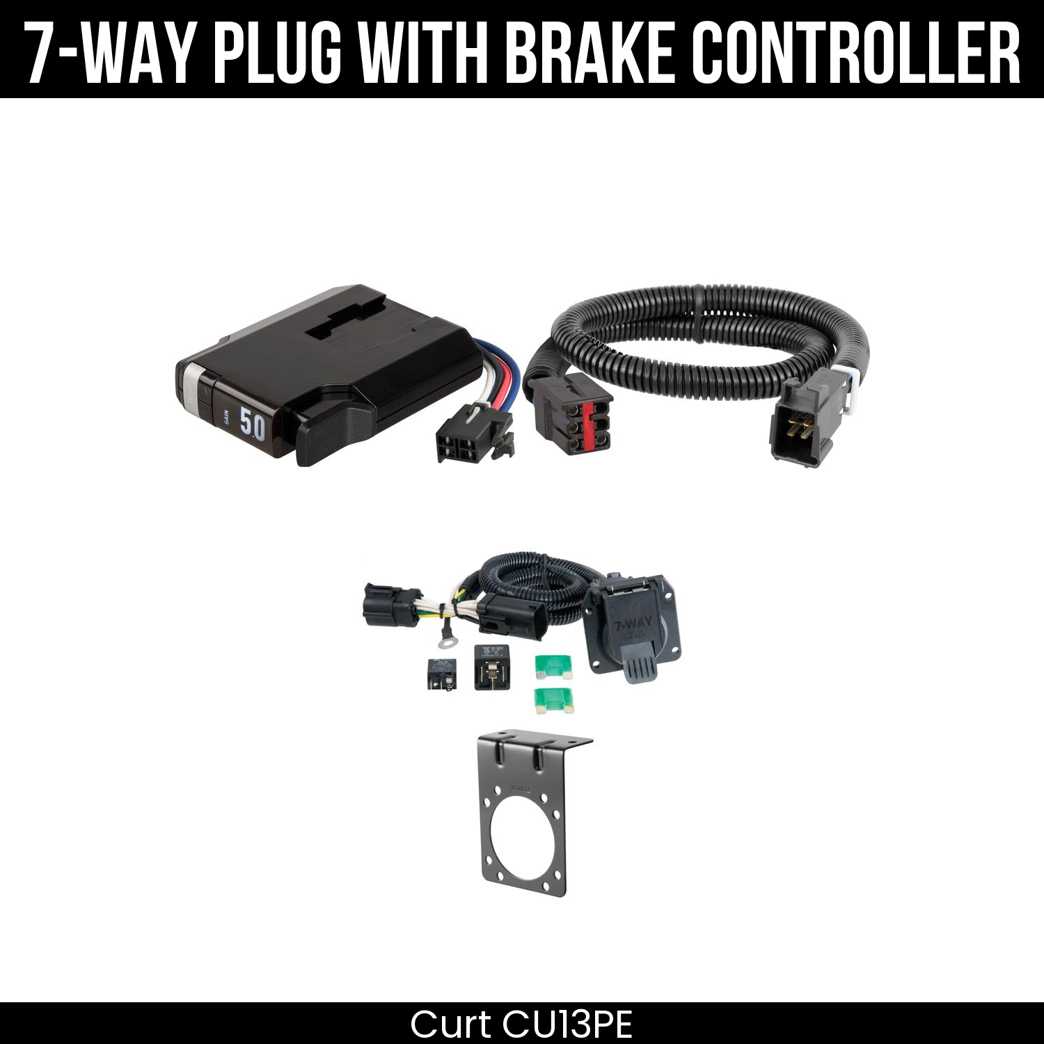 Trailer Wiring 7-Way Plug w/ Bracket , TriFlex NEXT Brake Control