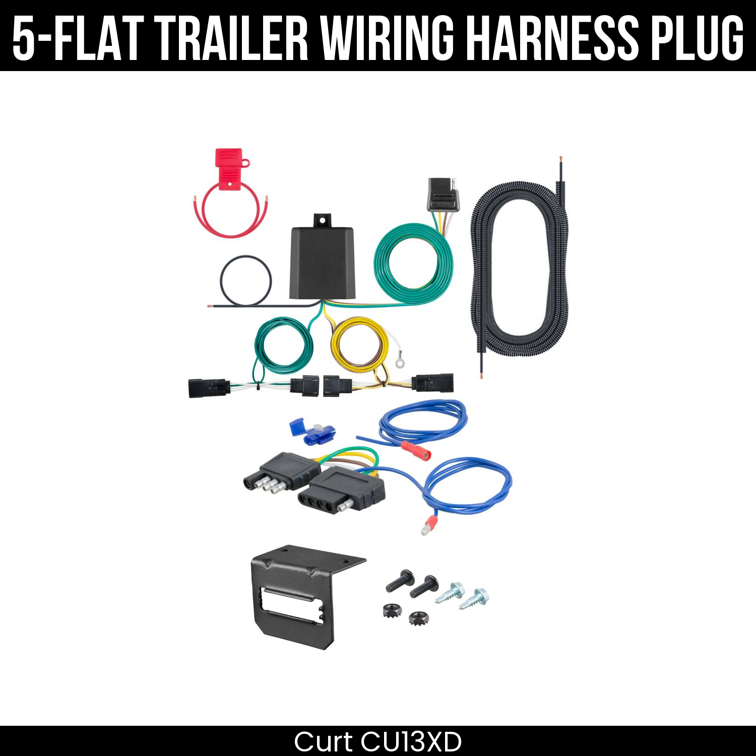 Trailer Wiring 5-Flat Plug w/ Bracket