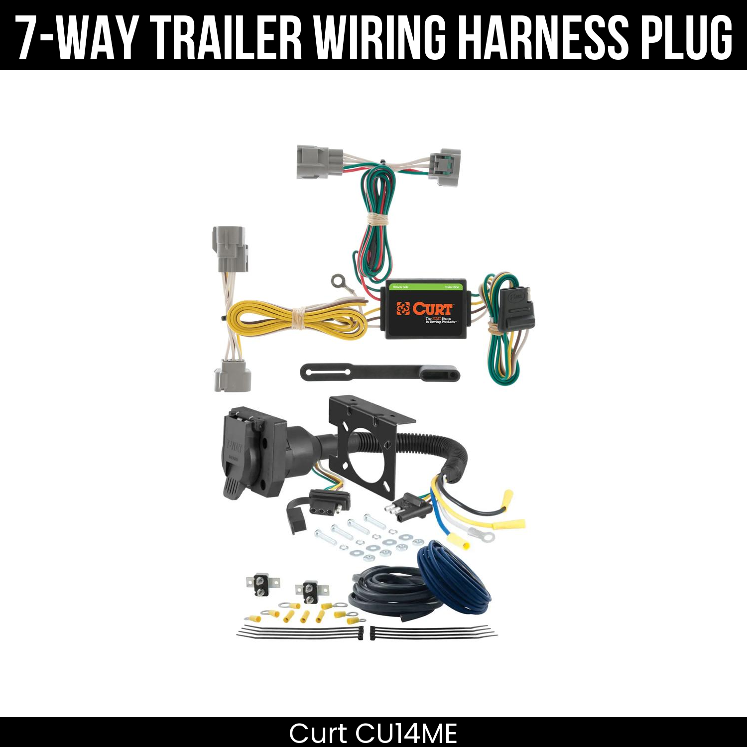 Trailer Wiring 7-Way Plug w/ Bracket