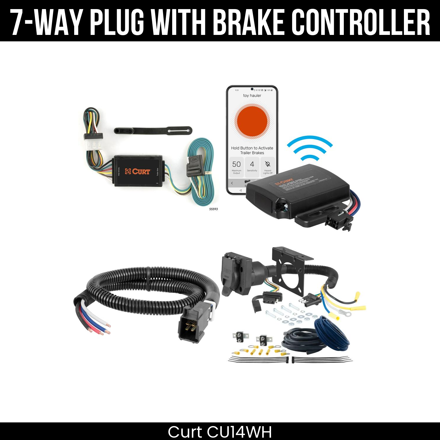 Trailer Wiring 7-Way Plug w/ Bracket , Echo Under-Dash Brake Control
