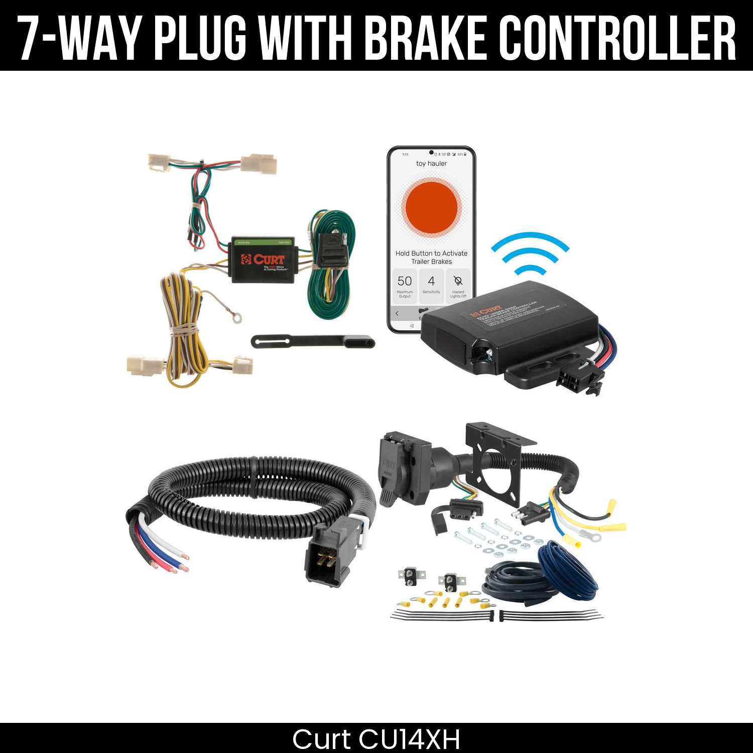 Trailer Wiring 7-Way Plug w/ Bracket , Echo Under-Dash Brake Control