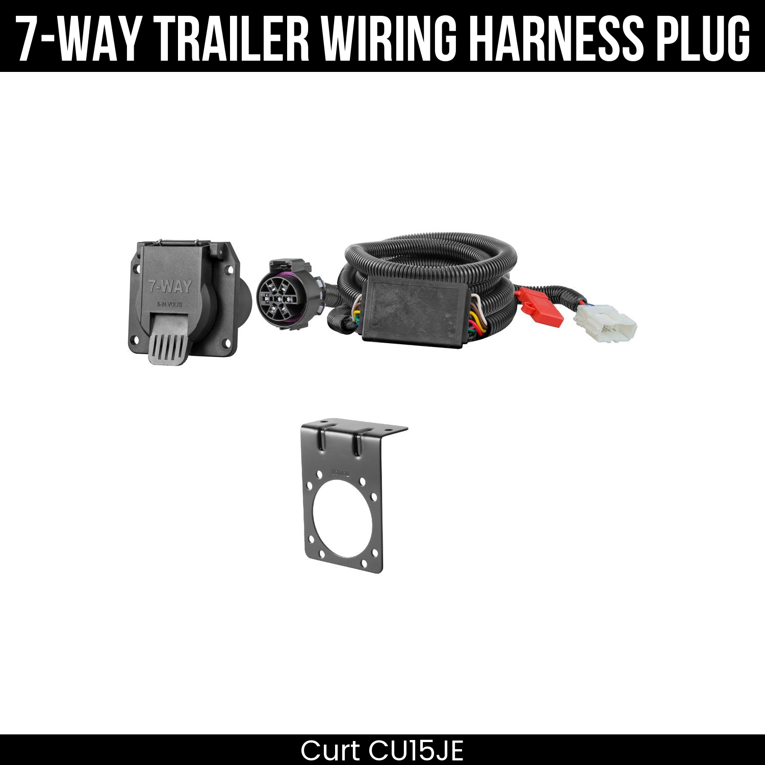 Trailer Wiring 7-Way Plug w/ Bracket