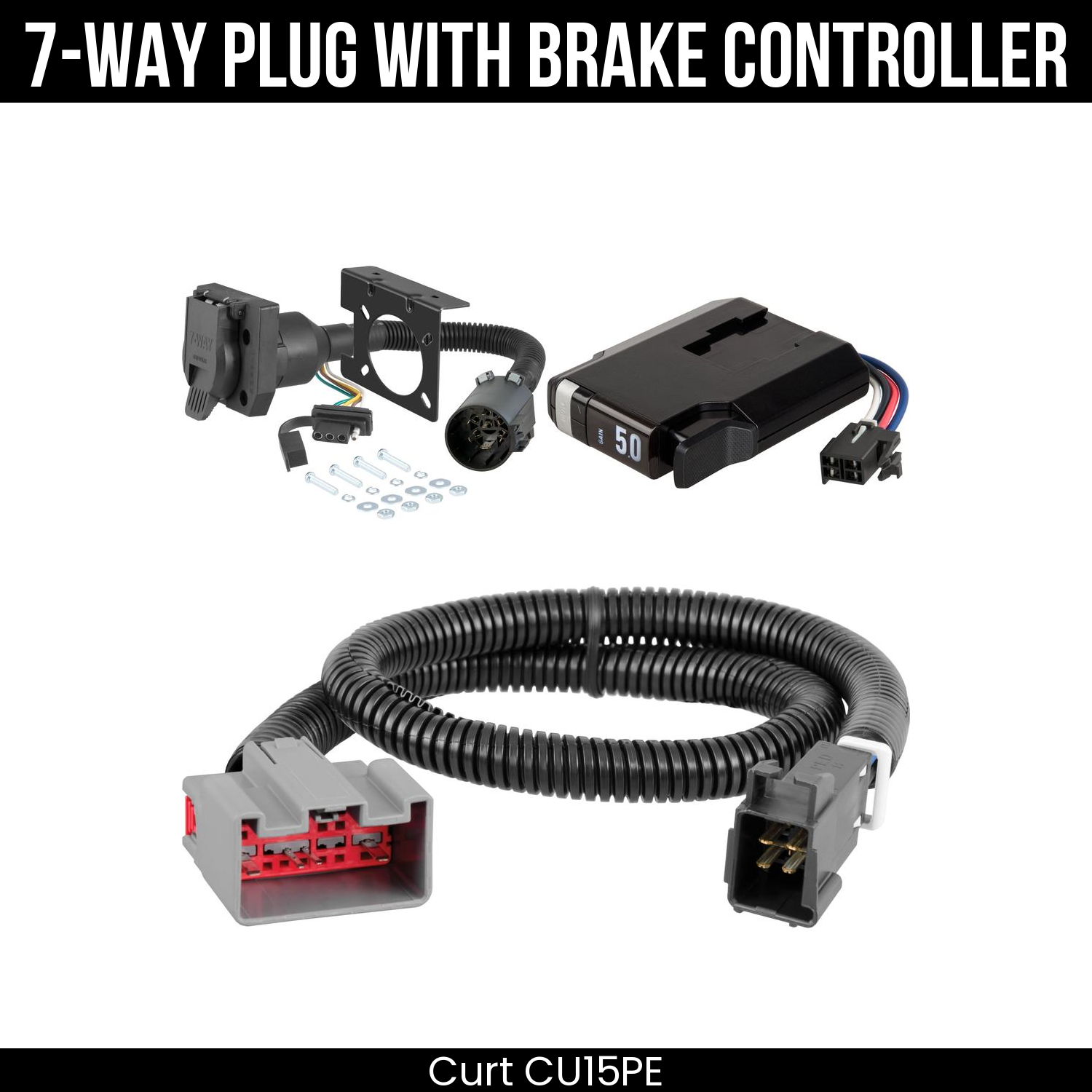 Trailer Wiring 7-Way Plug w/ Bracket , TriFlex NEXT Brake Control