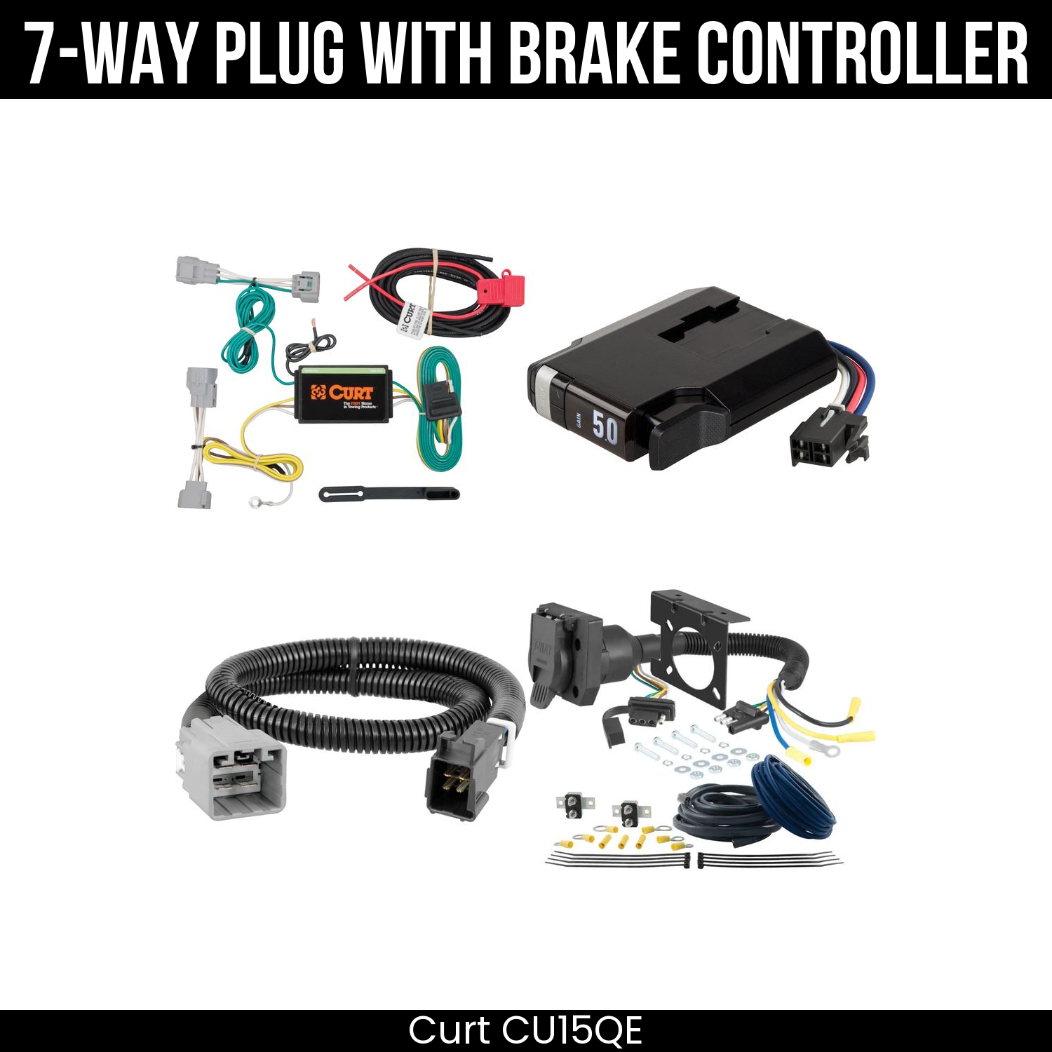 Trailer Wiring 7-Way Plug w/ Bracket , TriFlex NEXT Brake Control