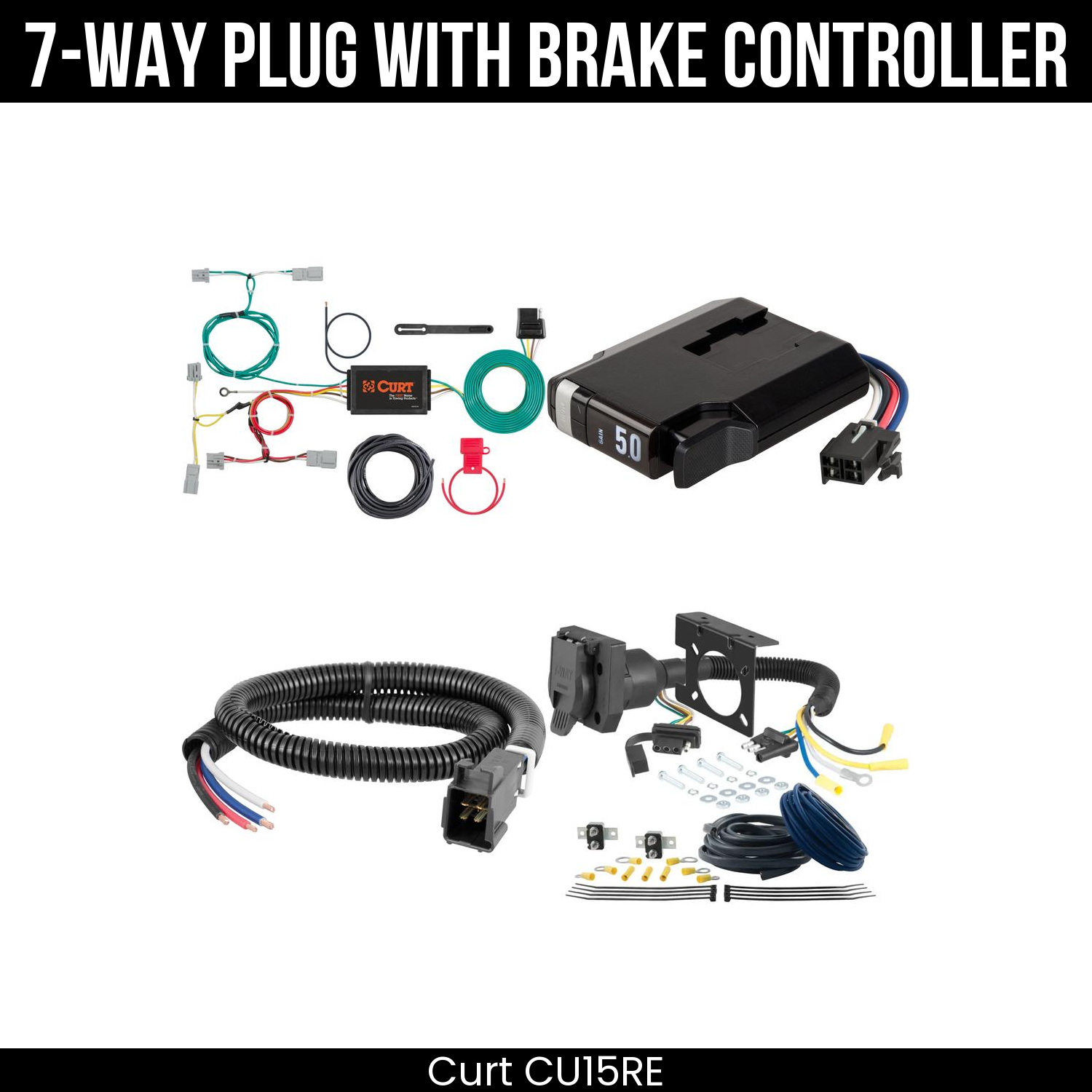 Trailer Wiring 7-Way Plug w/ Bracket , TriFlex NEXT Brake Control
