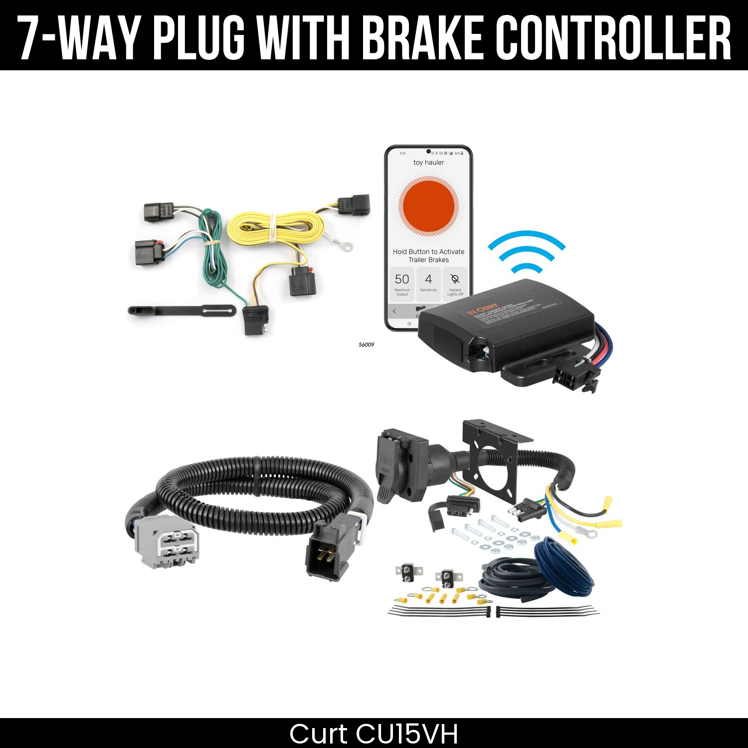 Trailer Wiring 7-Way Plug w/ Bracket , Echo Under-Dash Brake Control