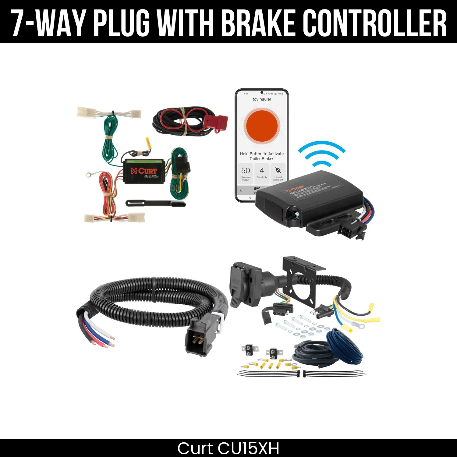 Trailer Wiring 7-Way Plug w/ Bracket , Echo Under-Dash Brake Control