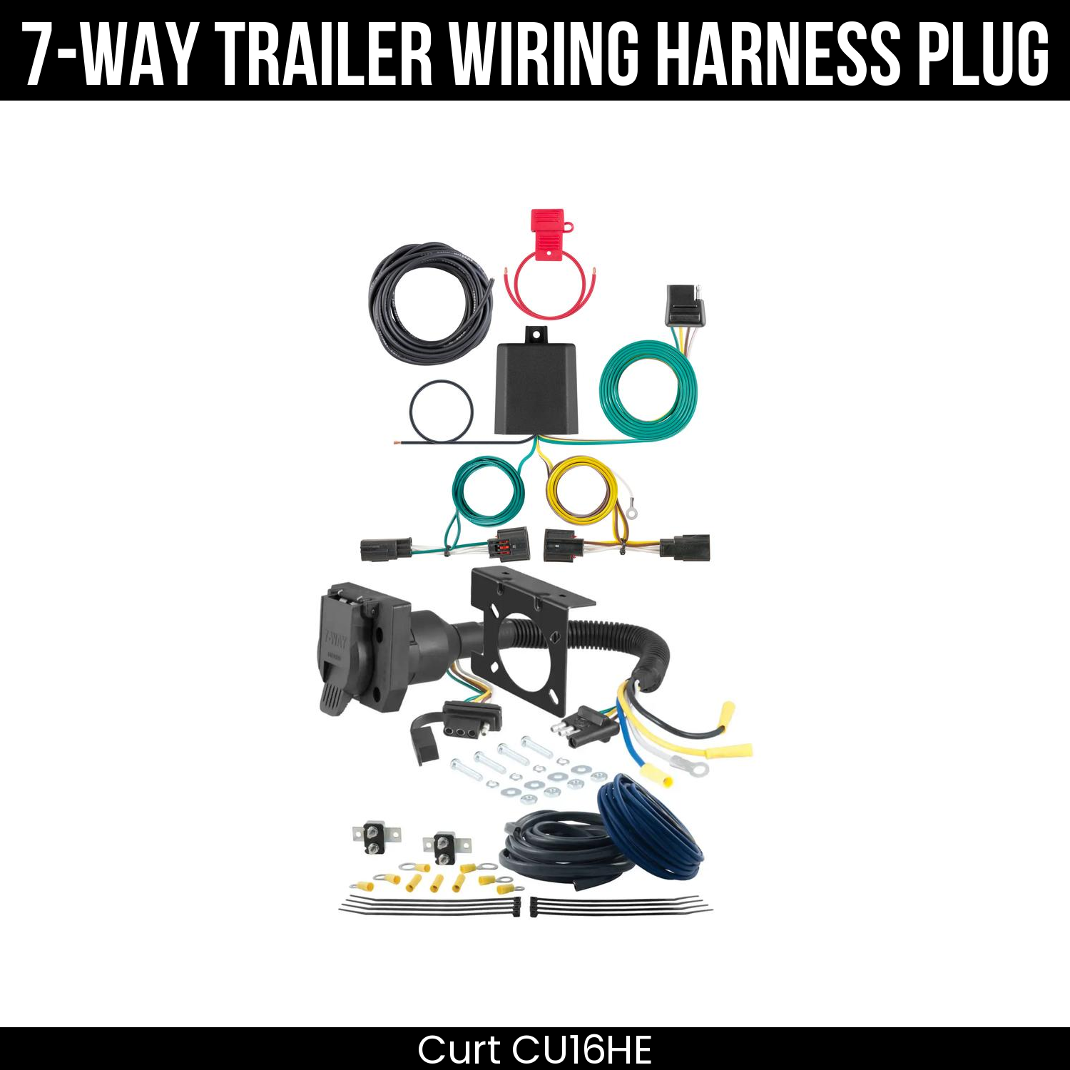 Trailer Wiring 7-Way Plug w/ Bracket