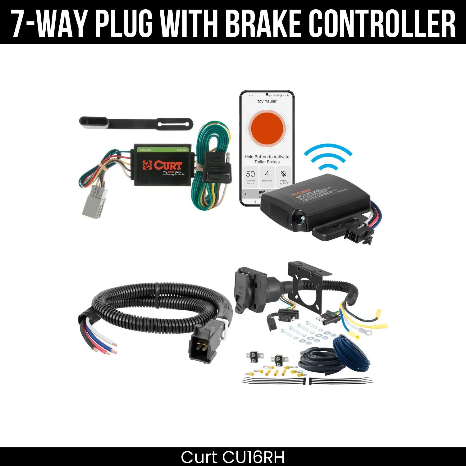Trailer Wiring 7-Way Plug w/ Bracket , Echo Under-Dash Brake Control