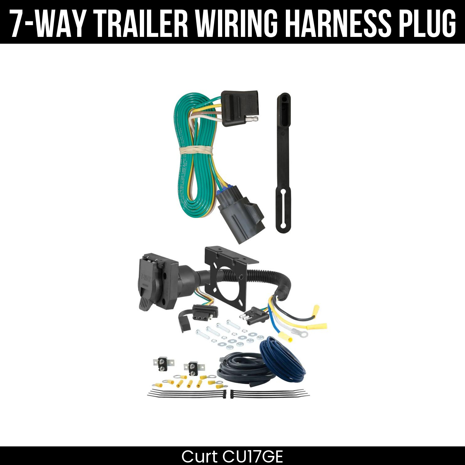Trailer Wiring 7-Way Plug w/ Bracket