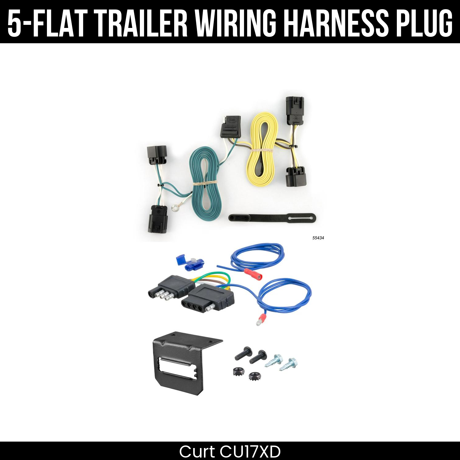 Trailer Wiring 5-Flat Plug w/ Bracket