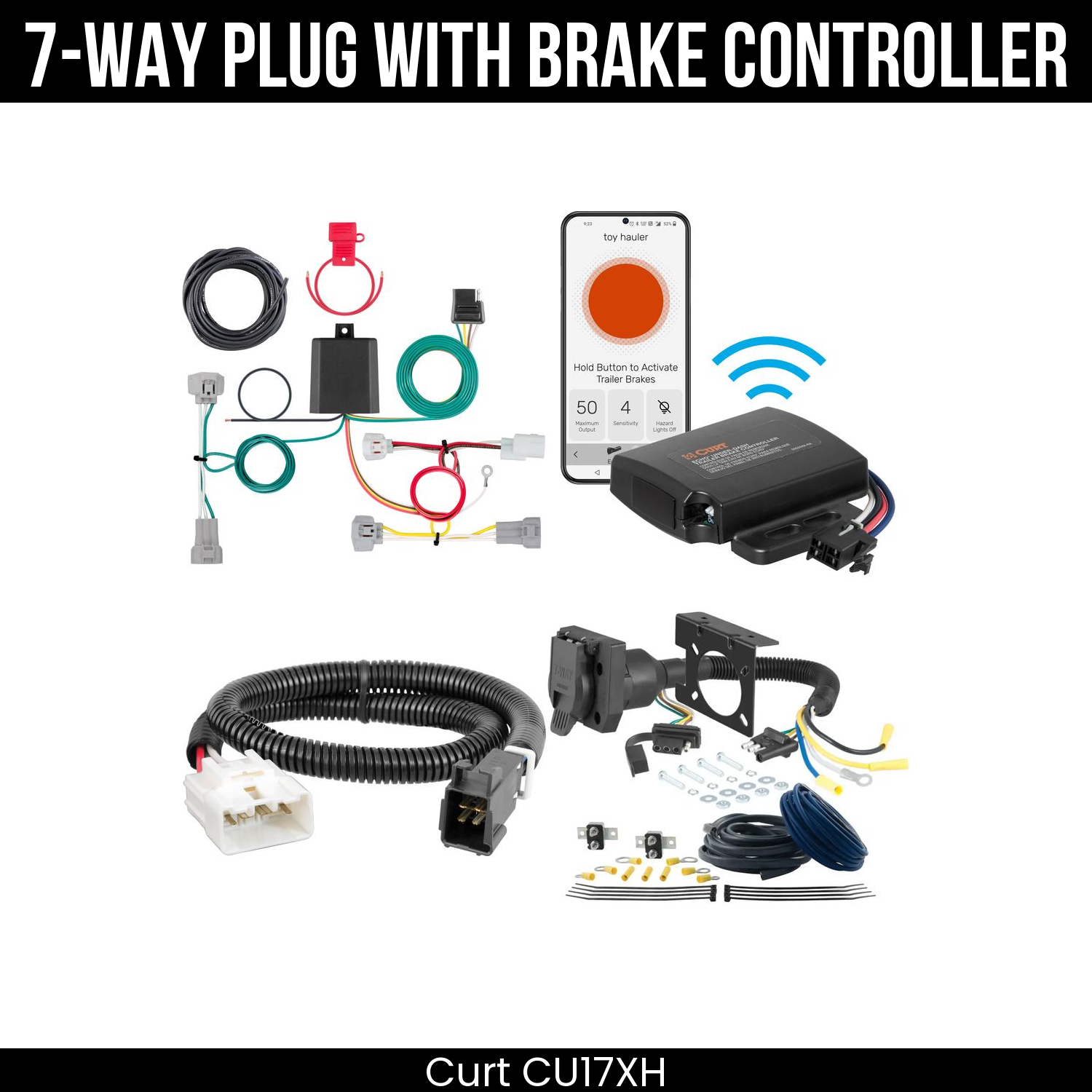 Trailer Wiring 7-Way Plug w/ Bracket , Echo Under-Dash Brake Control