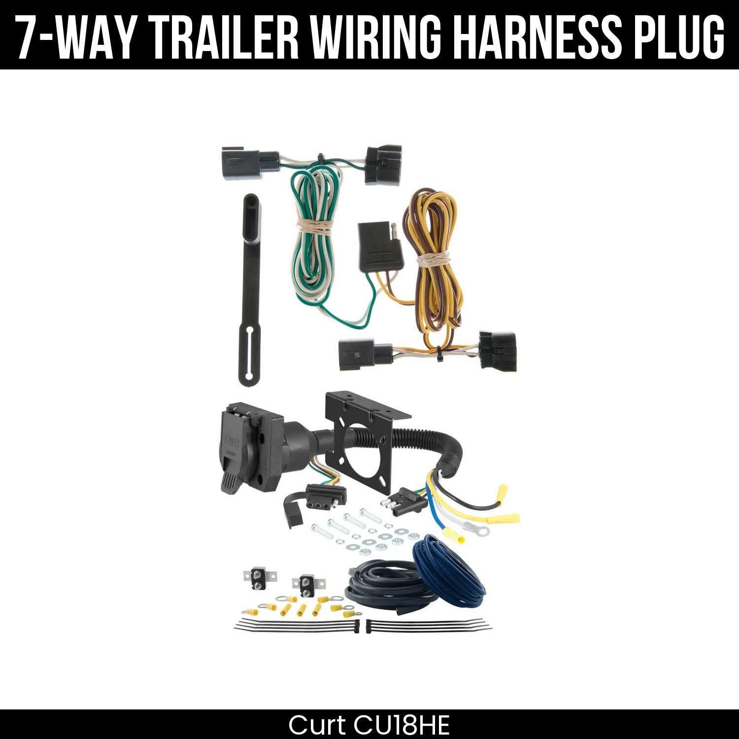 Trailer Wiring 7-Way Plug w/ Bracket