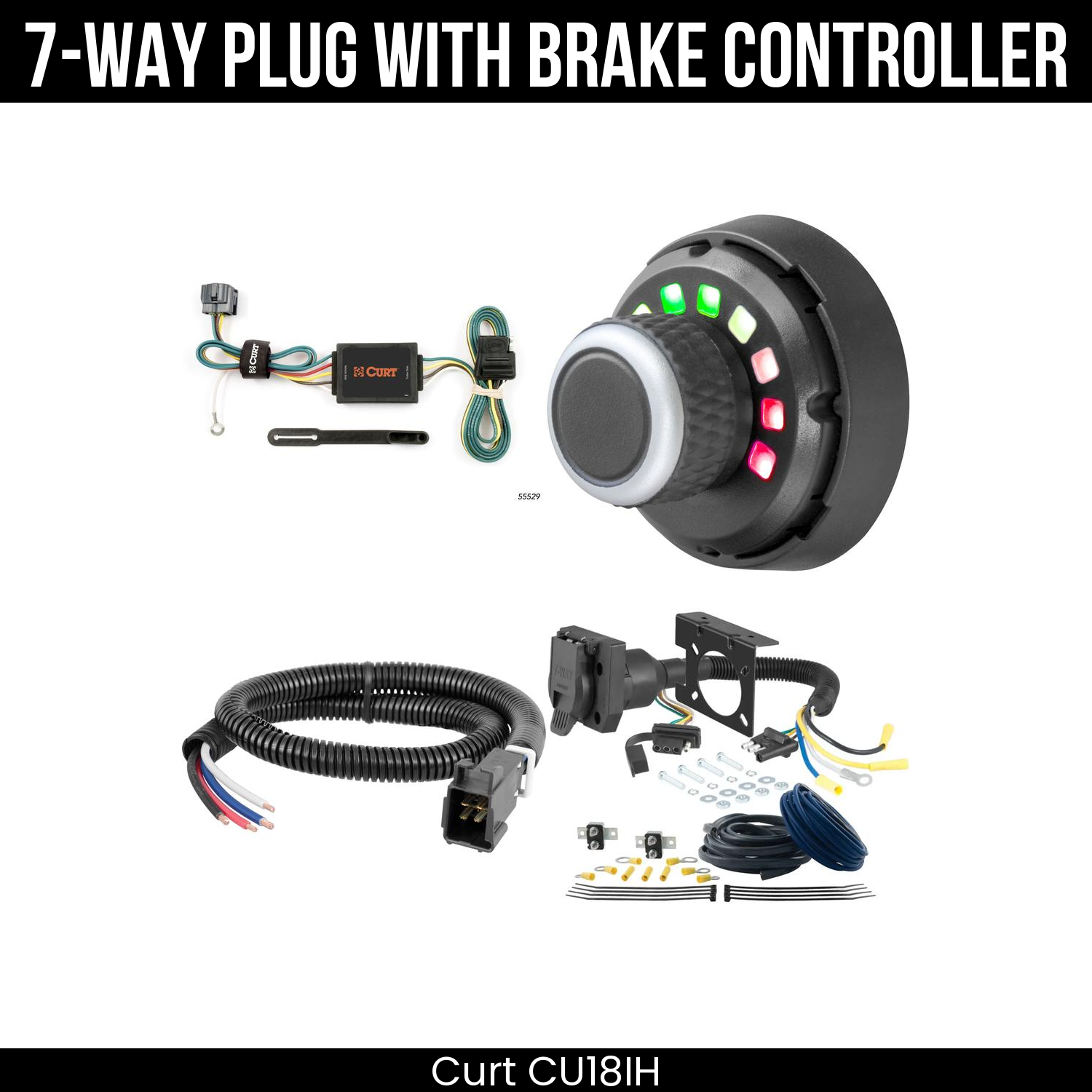 Trailer Wiring 7-Way Plug w/ Bracket , Spectrum Brake Control