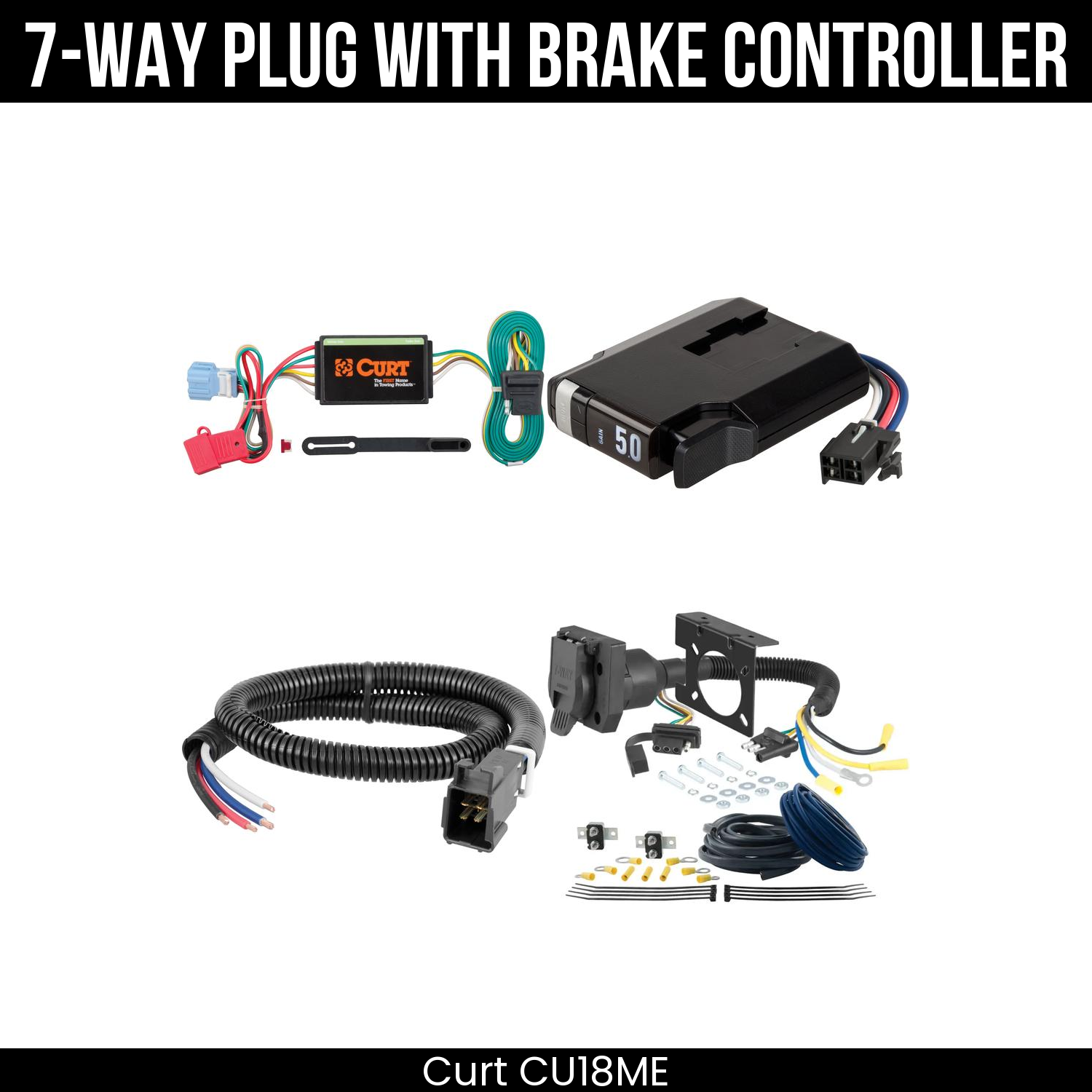 Trailer Wiring 7-Way Plug w/ Bracket , TriFlex NEXT Brake Control