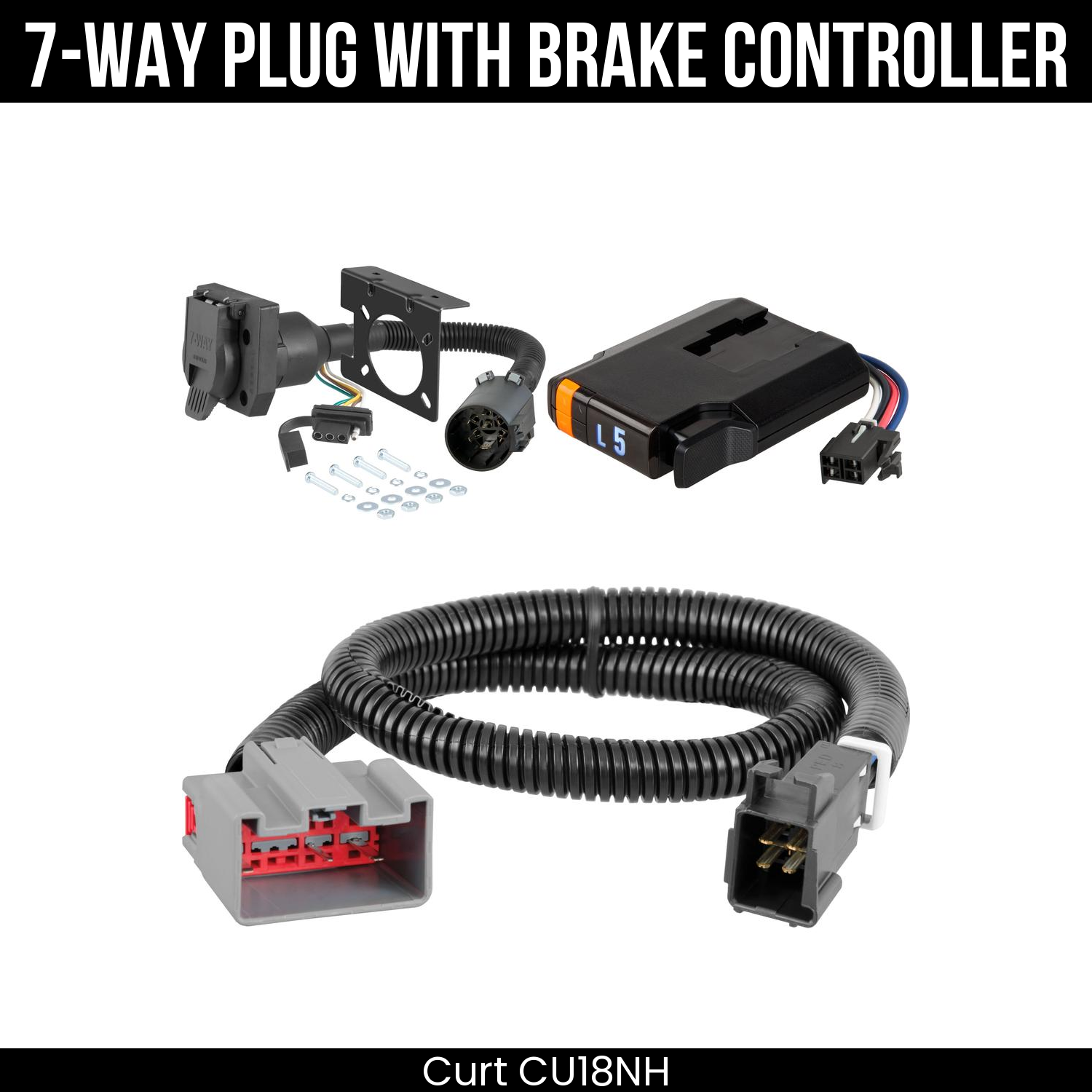 Trailer Wiring 7-Way Plug w/ Bracket , Discovery Next Brake Control