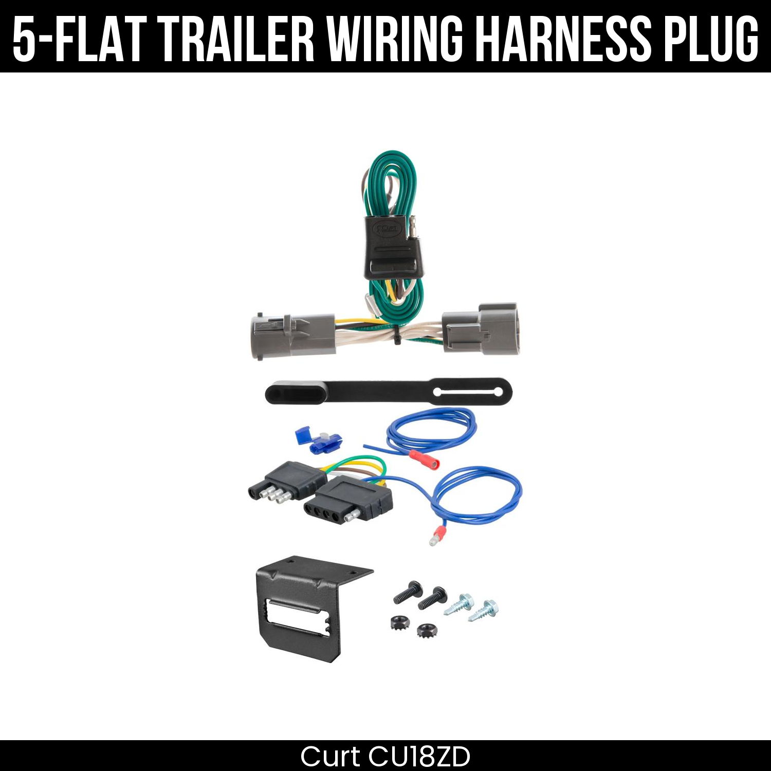 Trailer Wiring 5-Flat Plug w/ Bracket