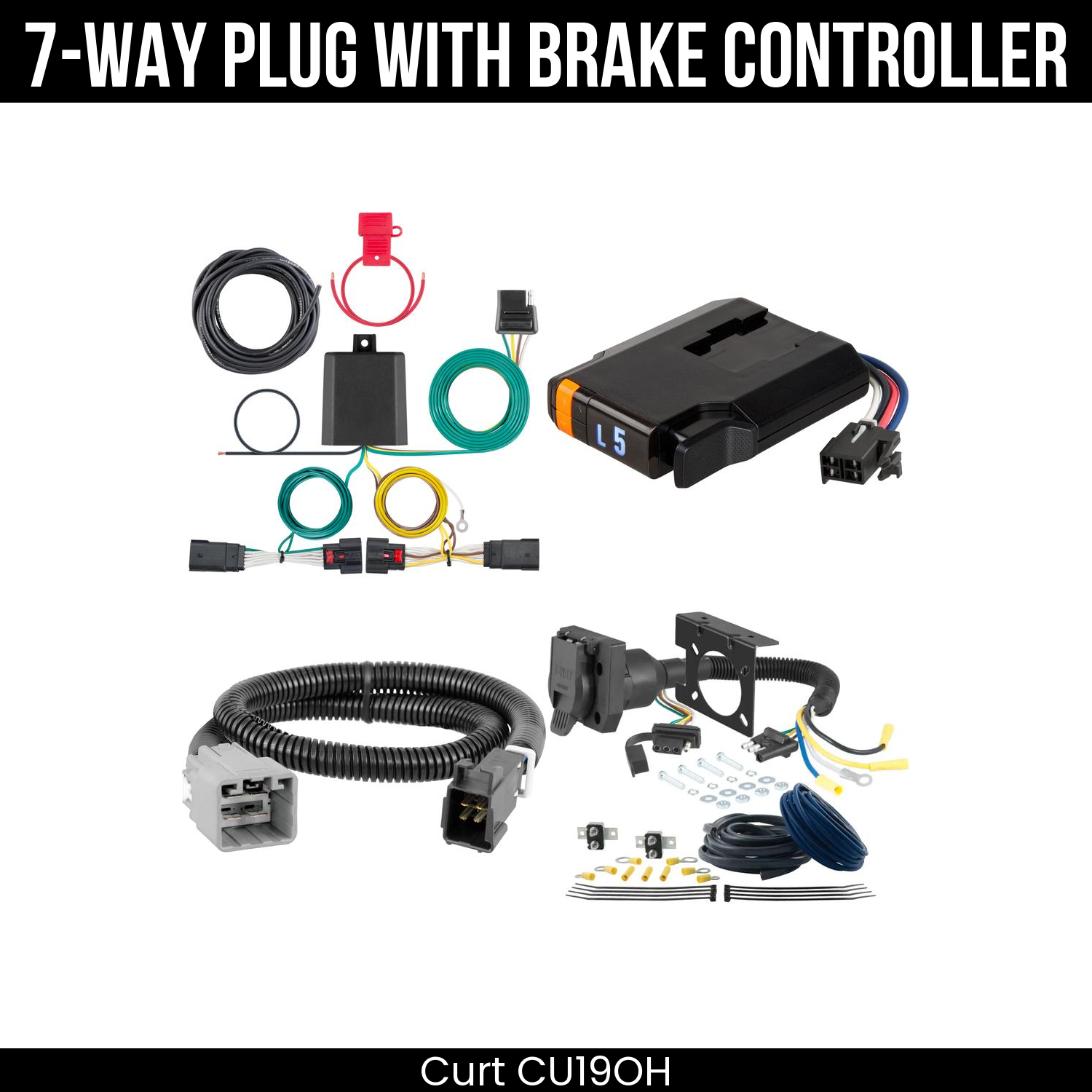 Trailer Wiring 7-Way Plug w/ Bracket , Discovery Next Brake Control