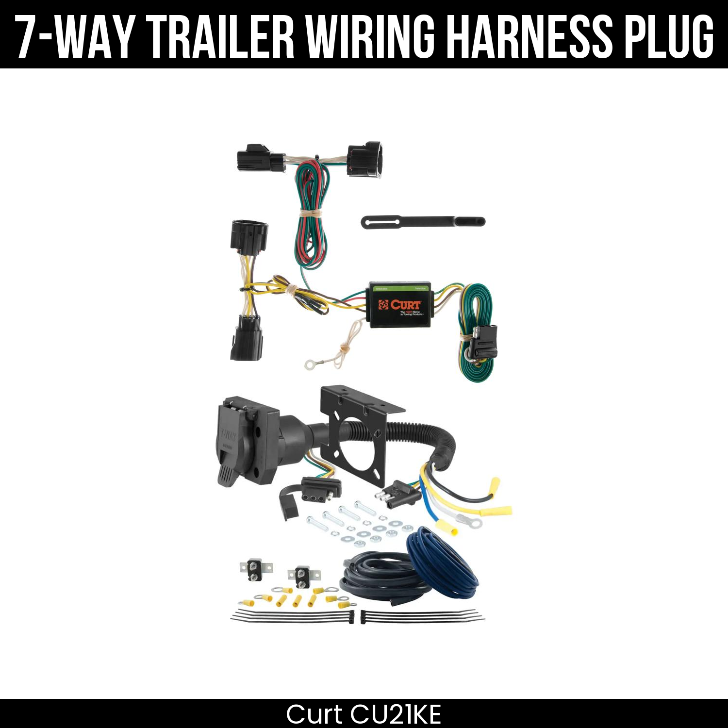 Trailer Wiring 7-Way Plug w/ Bracket