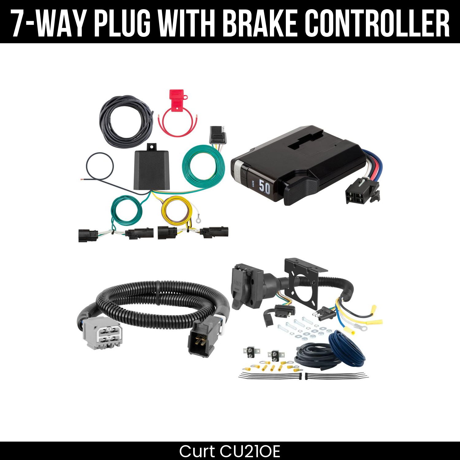 Trailer Wiring 7-Way Plug w/ Bracket , TriFlex NEXT Brake Control