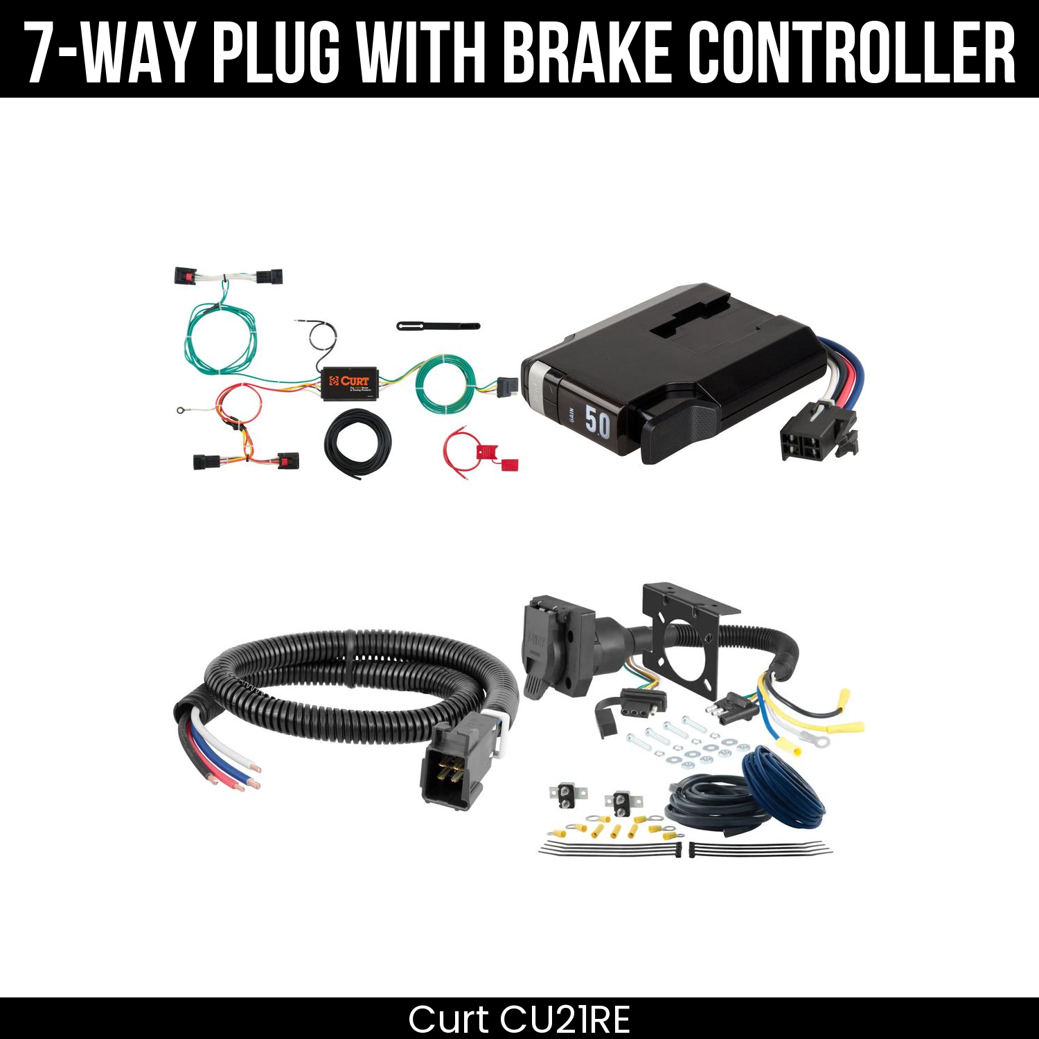 Trailer Wiring 7-Way Plug w/ Bracket , TriFlex NEXT Brake Control