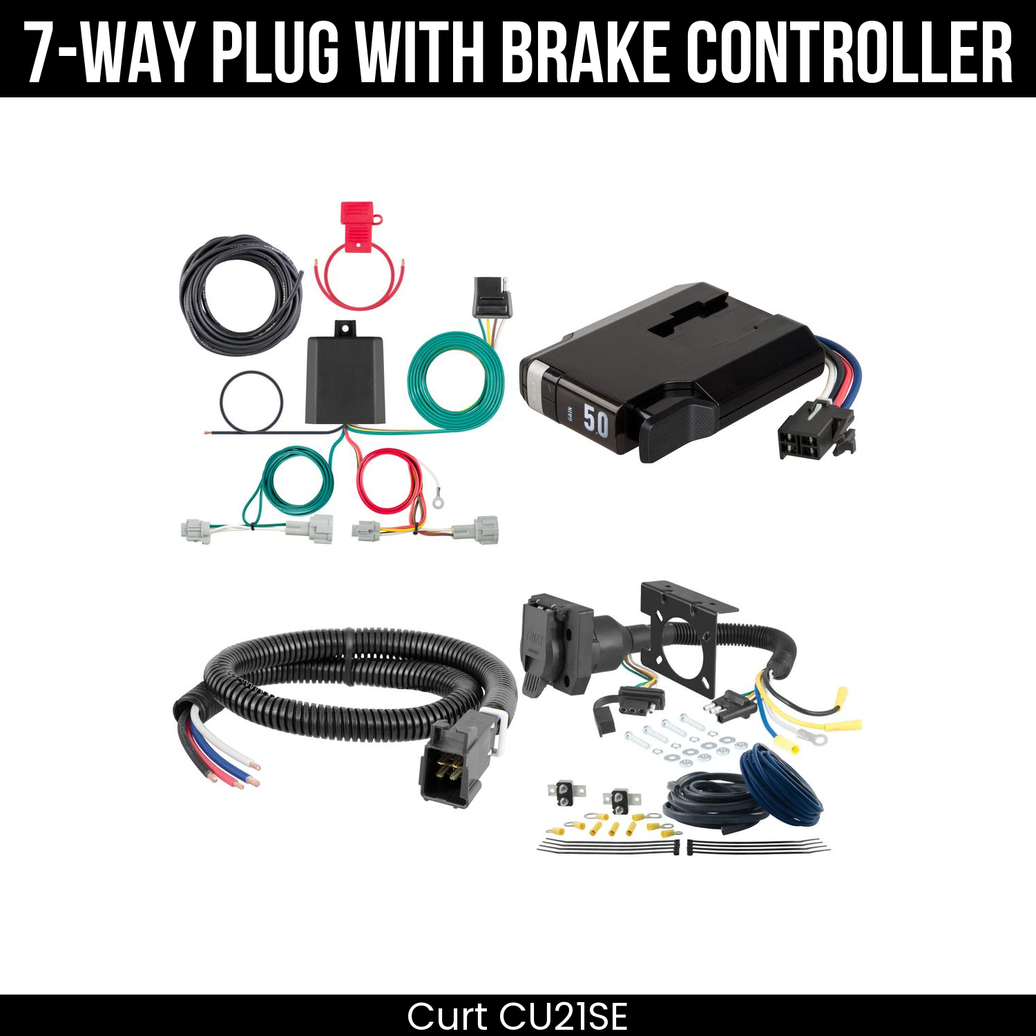 Trailer Wiring 7-Way Plug w/ Bracket , TriFlex NEXT Brake Control