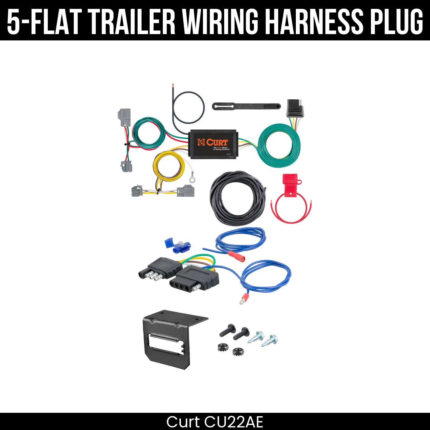 Trailer Wiring 5-Flat Plug w/ Bracket