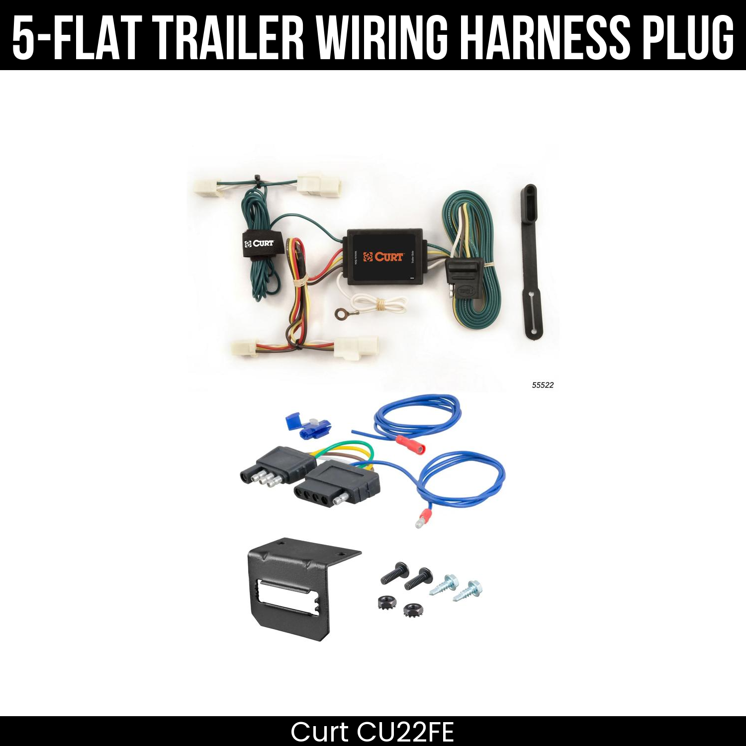 Trailer Wiring 5-Flat Plug w/ Bracket
