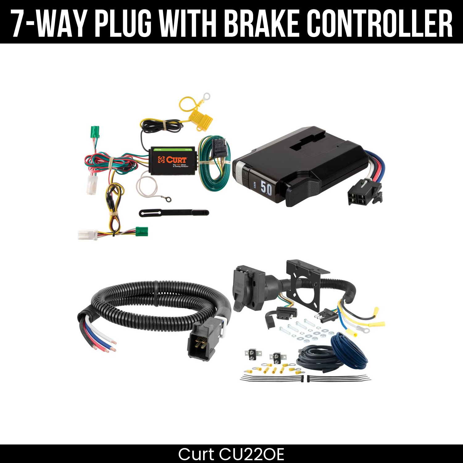 Trailer Wiring 7-Way Plug w/ Bracket , TriFlex NEXT Brake Control