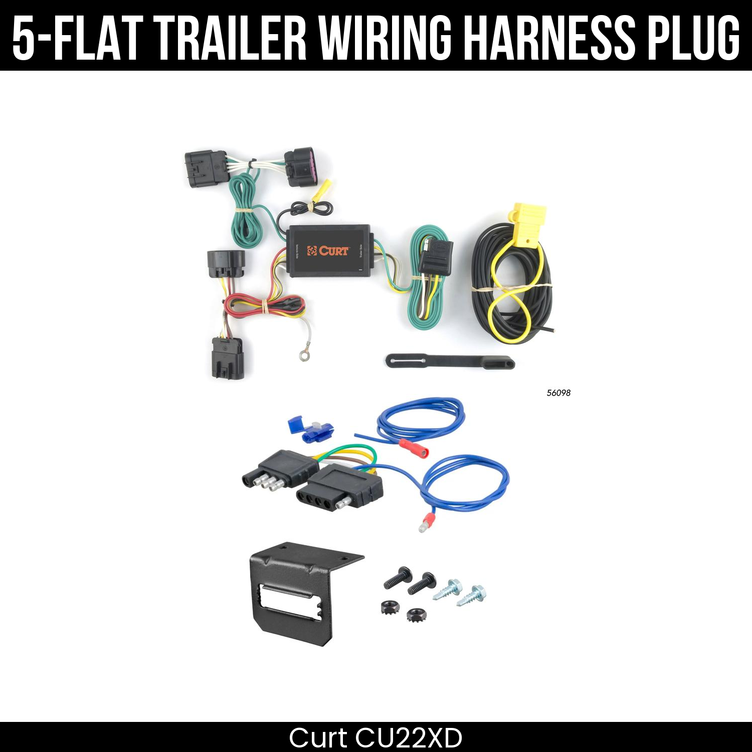 Trailer Wiring 5-Flat Plug w/ Bracket