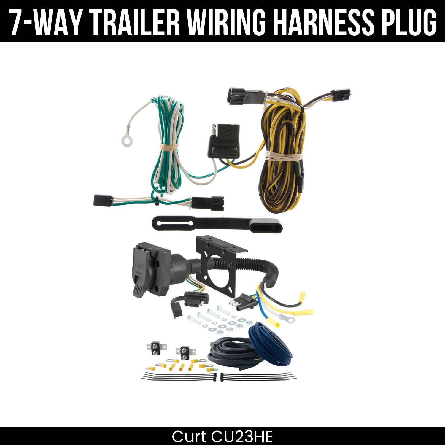 Trailer Wiring 7-Way Plug w/ Bracket
