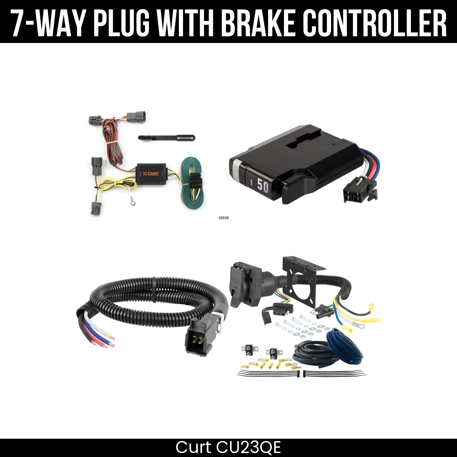 Trailer Wiring 7-Way Plug w/ Bracket , TriFlex NEXT Brake Control
