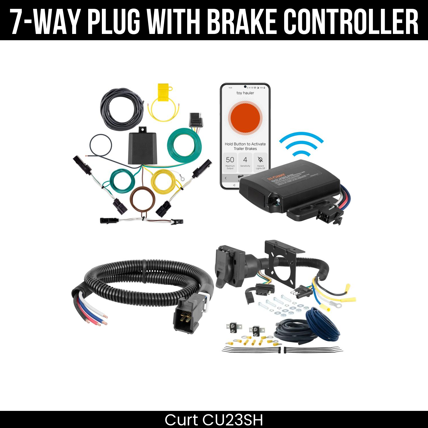 Trailer Wiring 7-Way Plug w/ Bracket , Echo Under-Dash Brake Control