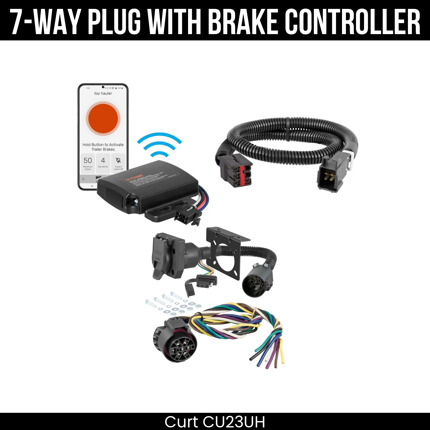 Trailer Wiring 7-Way Plug w/ Bracket , Echo Under-Dash Brake Control