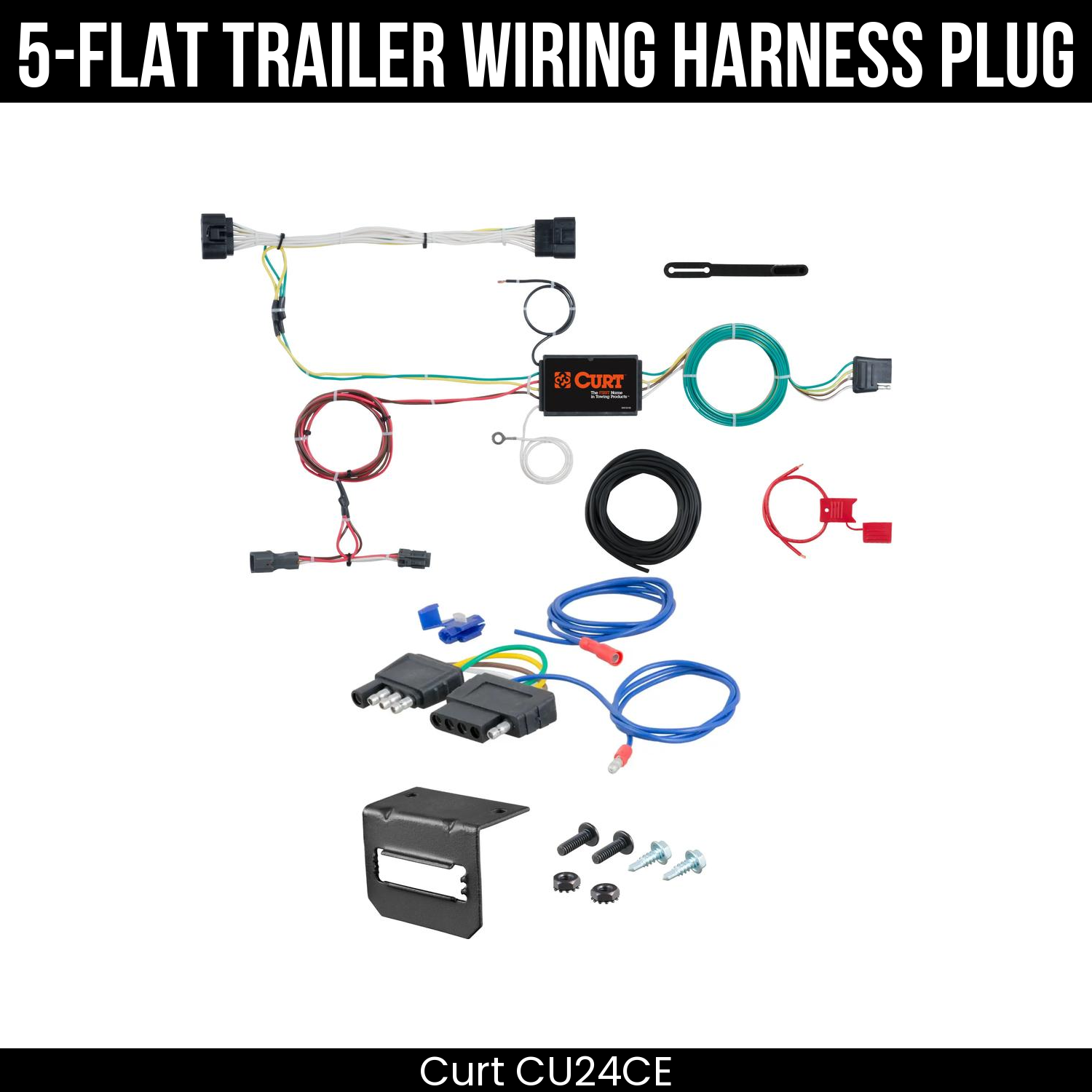 Trailer Wiring 5-Flat Plug w/ Bracket