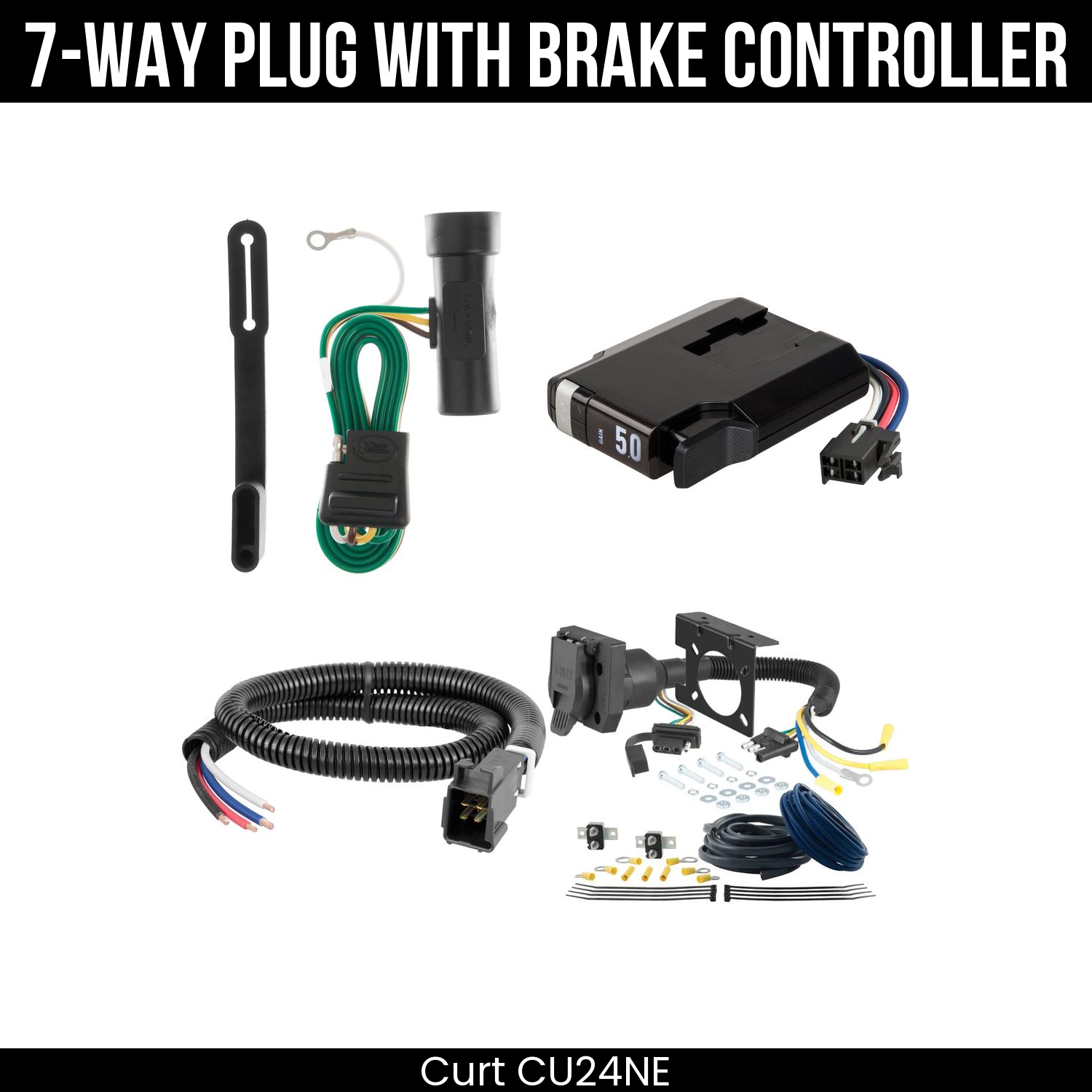Trailer Wiring 7-Way Plug w/ Bracket , TriFlex NEXT Brake Control