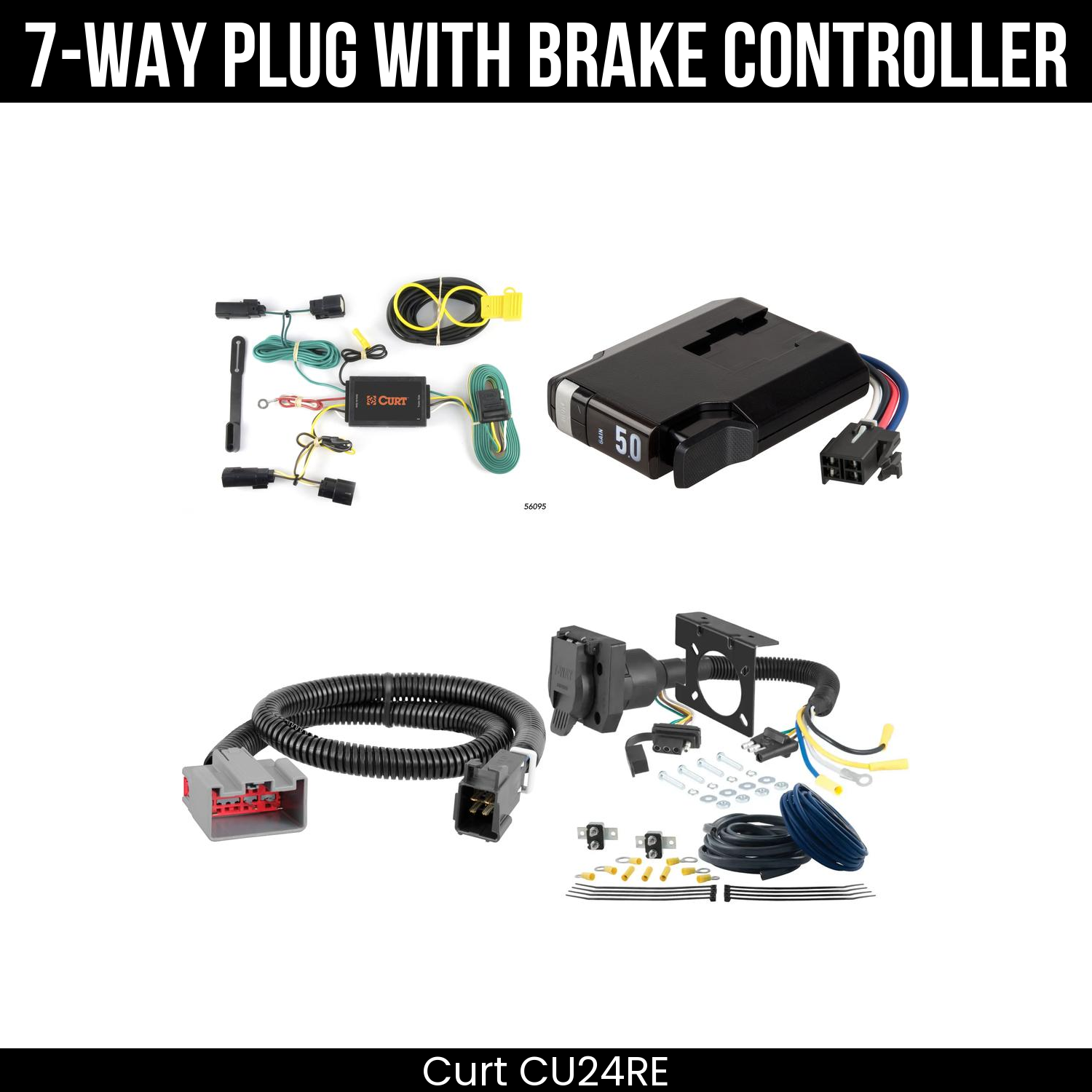 Trailer Wiring 7-Way Plug w/ Bracket , TriFlex NEXT Brake Control
