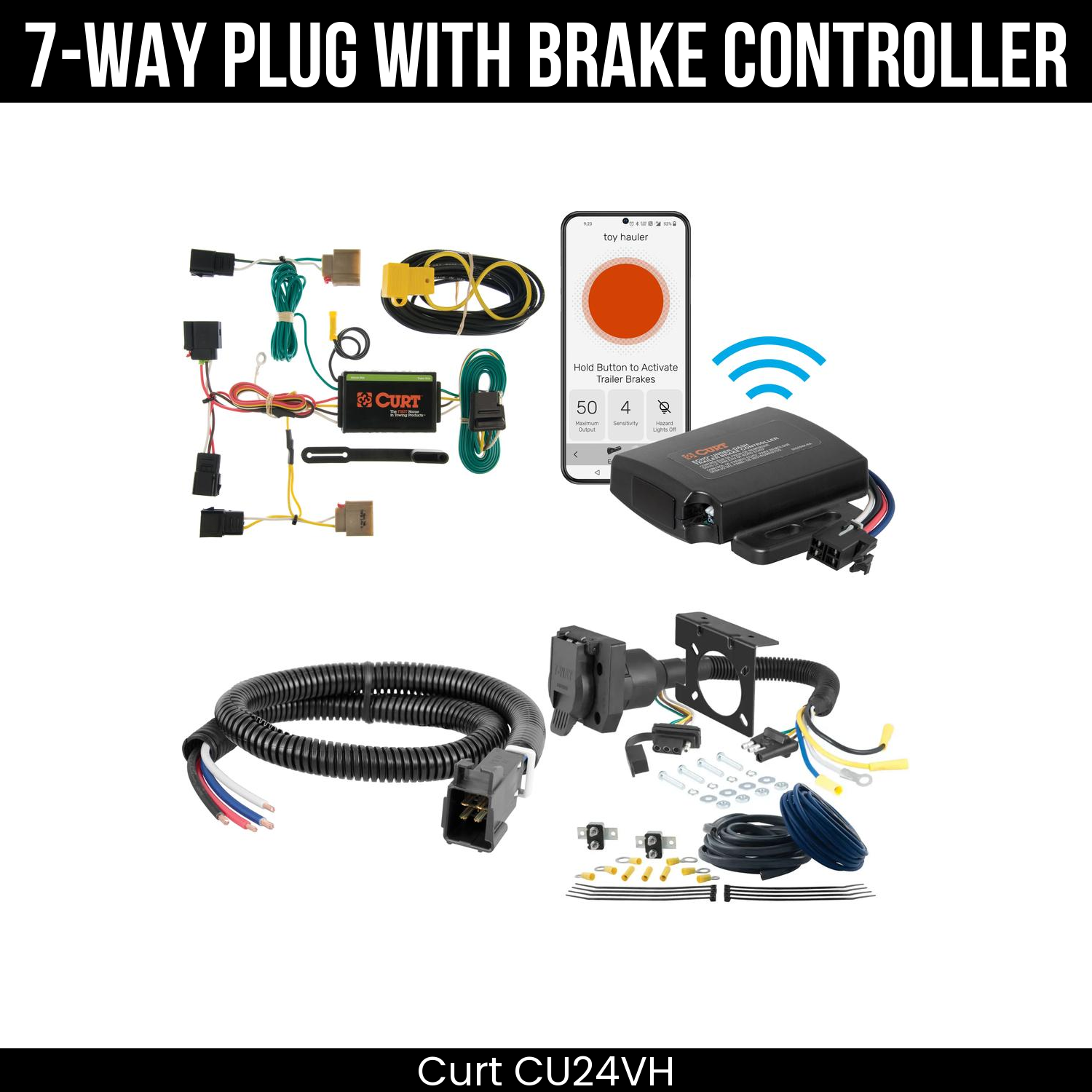 Trailer Wiring 7-Way Plug w/ Bracket , Echo Under-Dash Brake Control