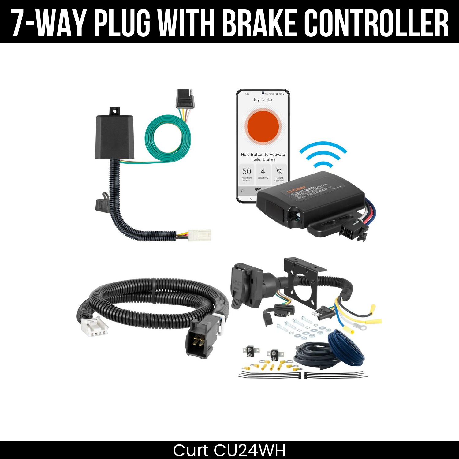 Trailer Wiring 7-Way Plug w/ Bracket , Echo Under-Dash Brake Control